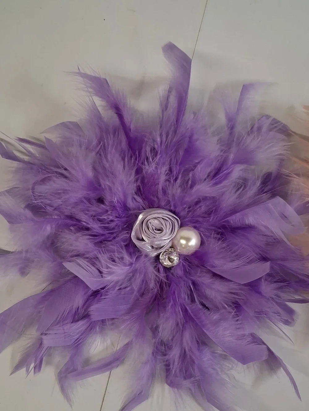 2 Feather Flower Brooch/Hair Clip - Purple and Blush
